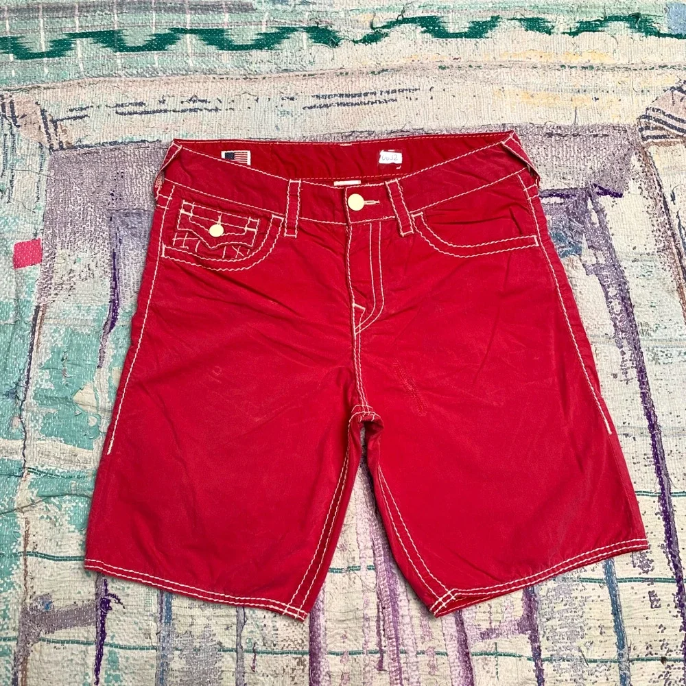 True Religion Red Size 33 Mens Big T Ricky Board Shorts Swim